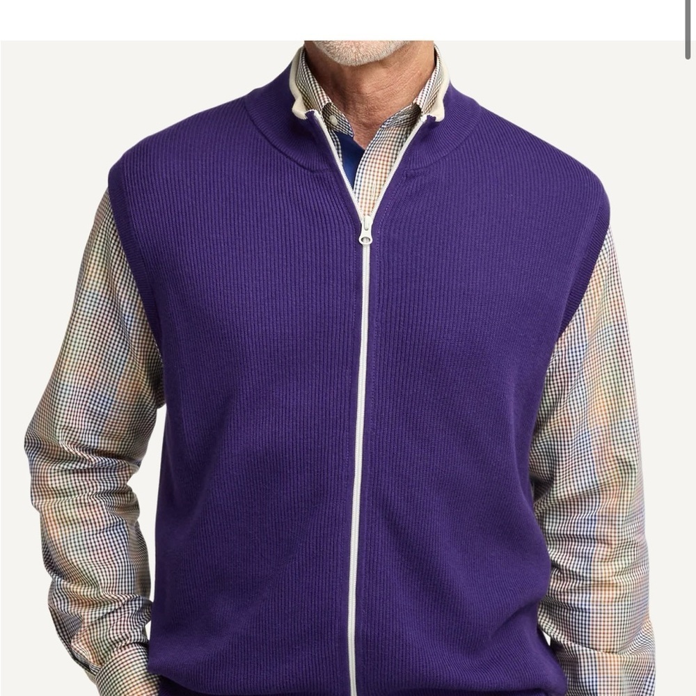 Paul Fredrick Men's Zip-Up Purple Sweater 💯 cotton perfect for spring!
